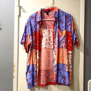 Floral print button up top